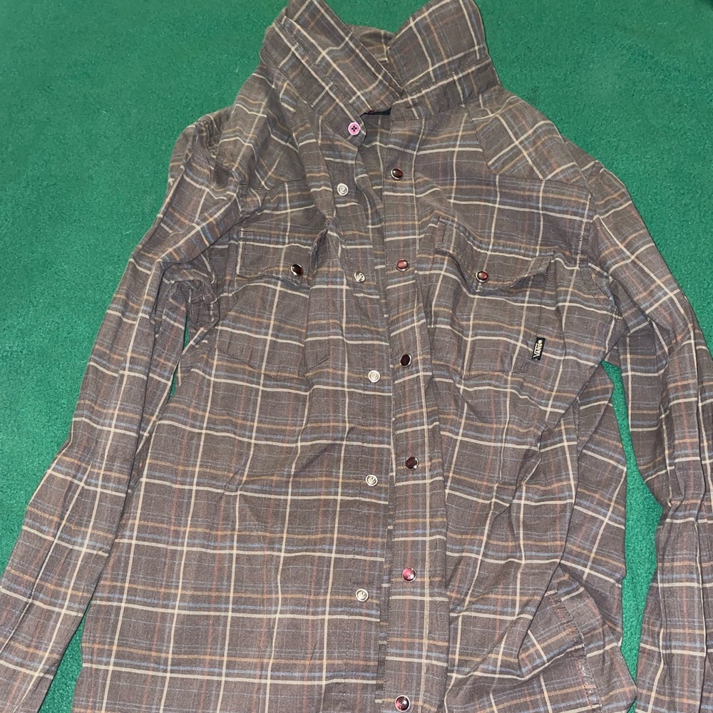 Vintage Vans off-the-wall brown striped flannel✨